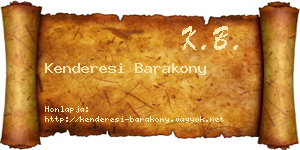 Kenderesi Barakony névjegykártya